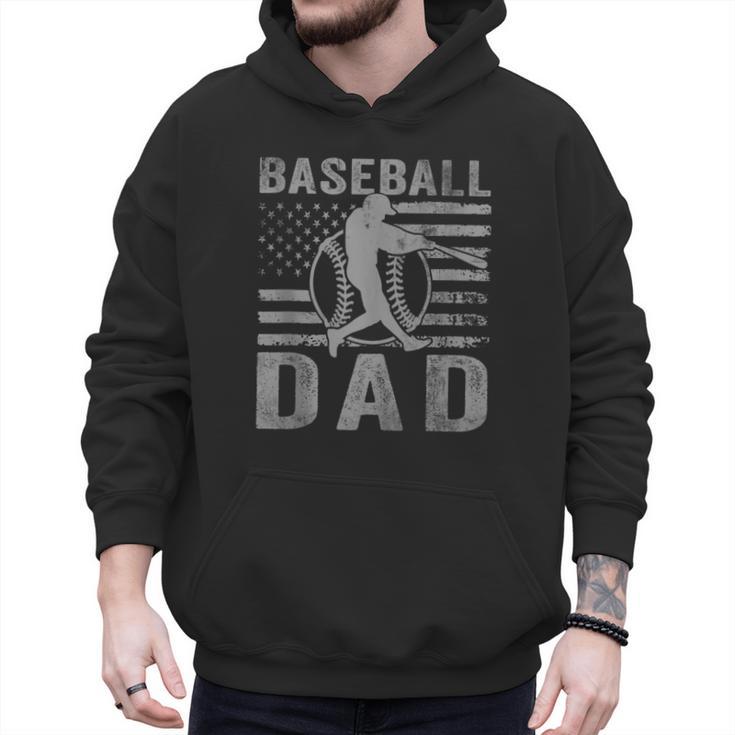 Baseball Dad USA American Flag Father's Day Men Men Hoodie
