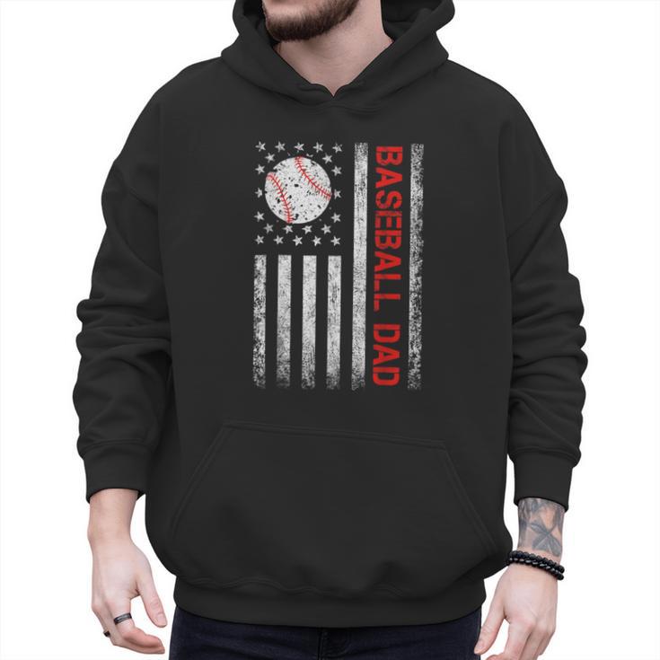Baseball Dad USA American Flag Men Daddy Fathers Day Men Hoodie