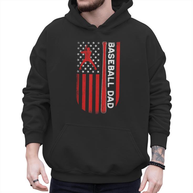 Baseball Dad Usa American Flag Patriotic Dad Father's Day Men Hoodie