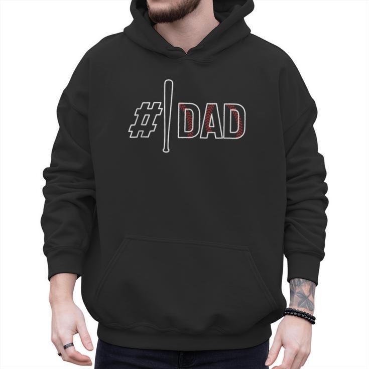 Baseball Player Dad Father's Day Number One Baseball Dad Men Hoodie