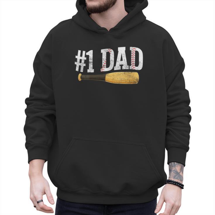 Baseball Player Dad Papa Number One Baseball Dad Fathers Day Men Hoodie