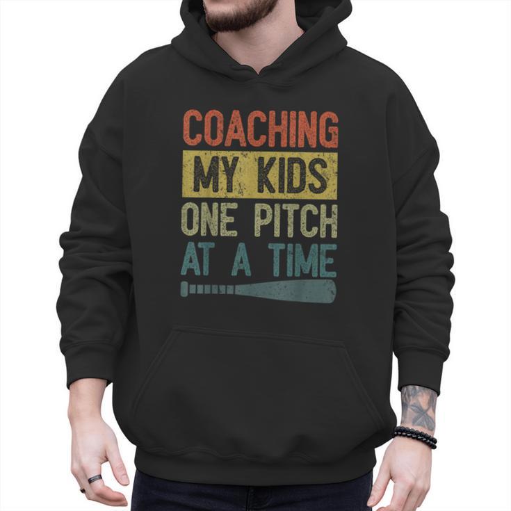 Coaching My Kids One Pitch At A Time Vintage Baseball Dad Men Hoodie