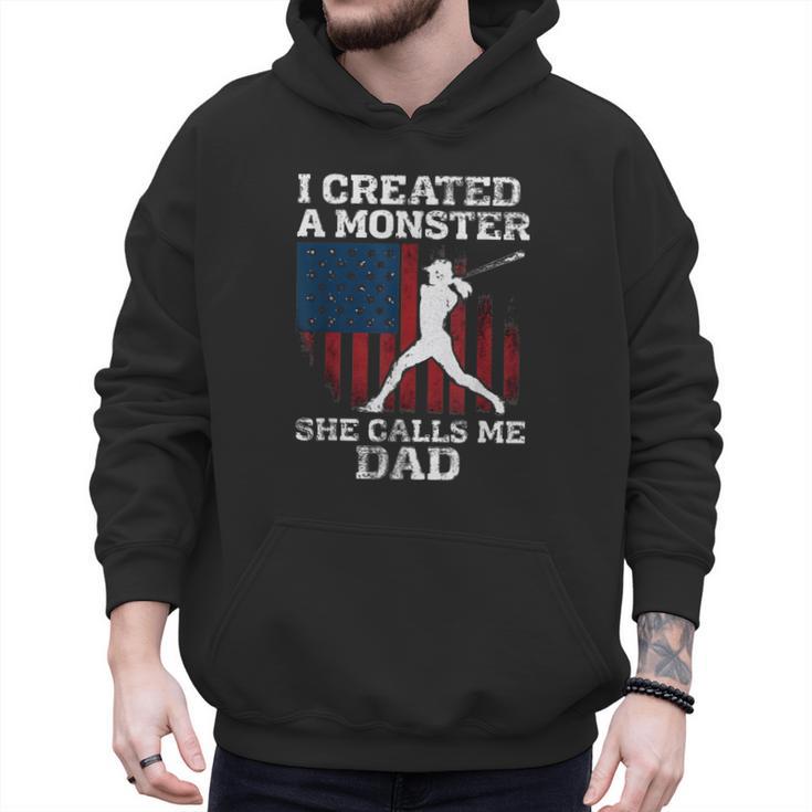 I Created Monster She Calls Me Dad Baseball Dad Men Hoodie