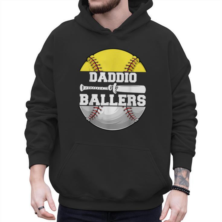 Daddio Of Ballers Softball Baseball Dad Men Hoodie