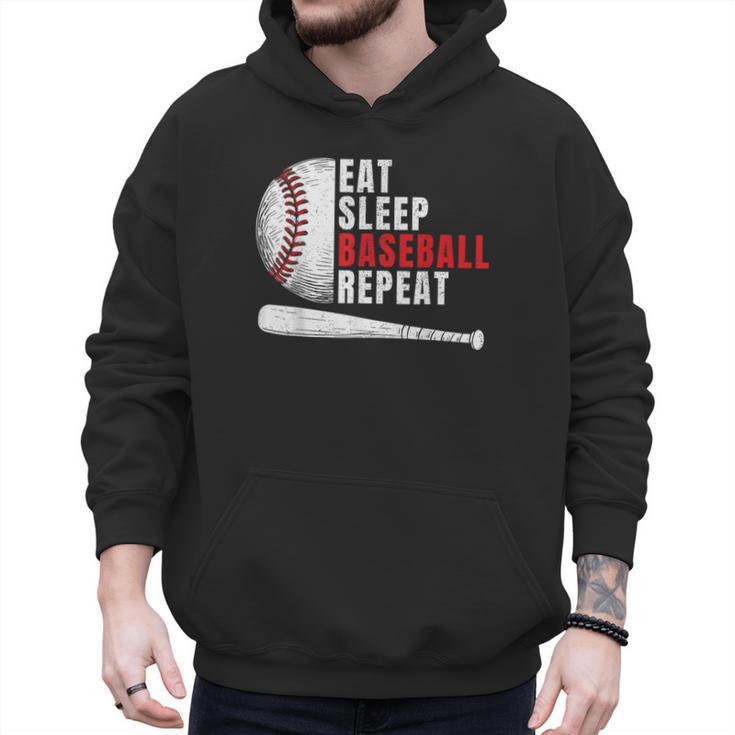 Eat Sleep Baseball Repeat Humor Baseball Dad Players Men Hoodie