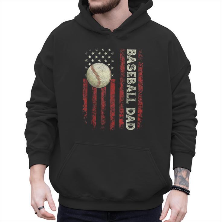 Fathers Day Baseball Dad USA Flag For Dad Men Baseball Men Hoodie