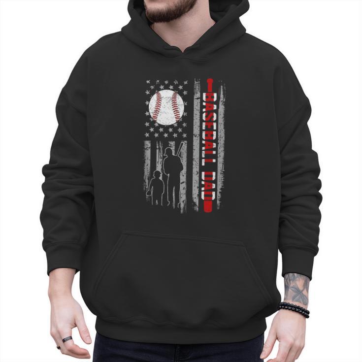 Father's Day USA Flag Patriotic Baseball Dad Men Hoodie