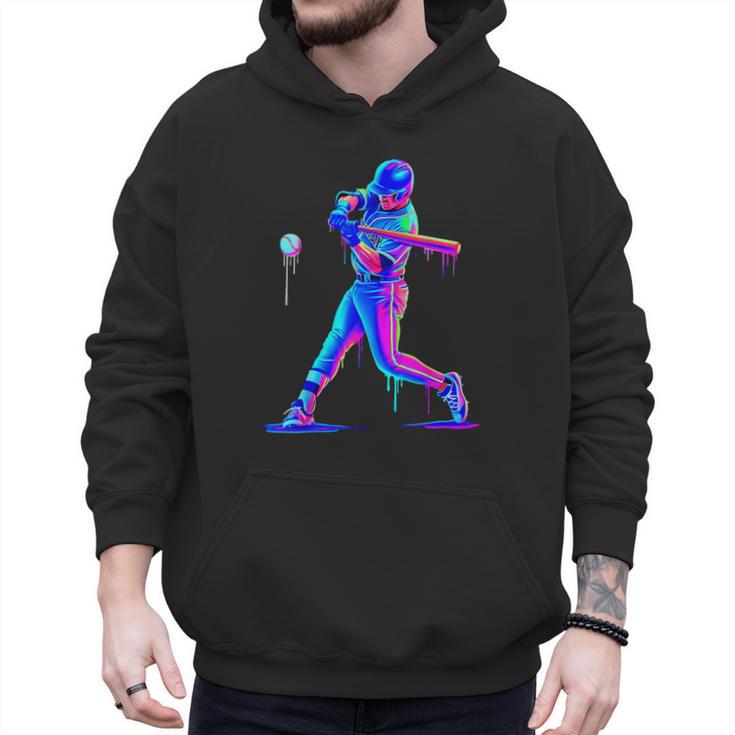 Ice Cream Drip Melting Baseball Bat Player Baseball Dad Men Hoodie