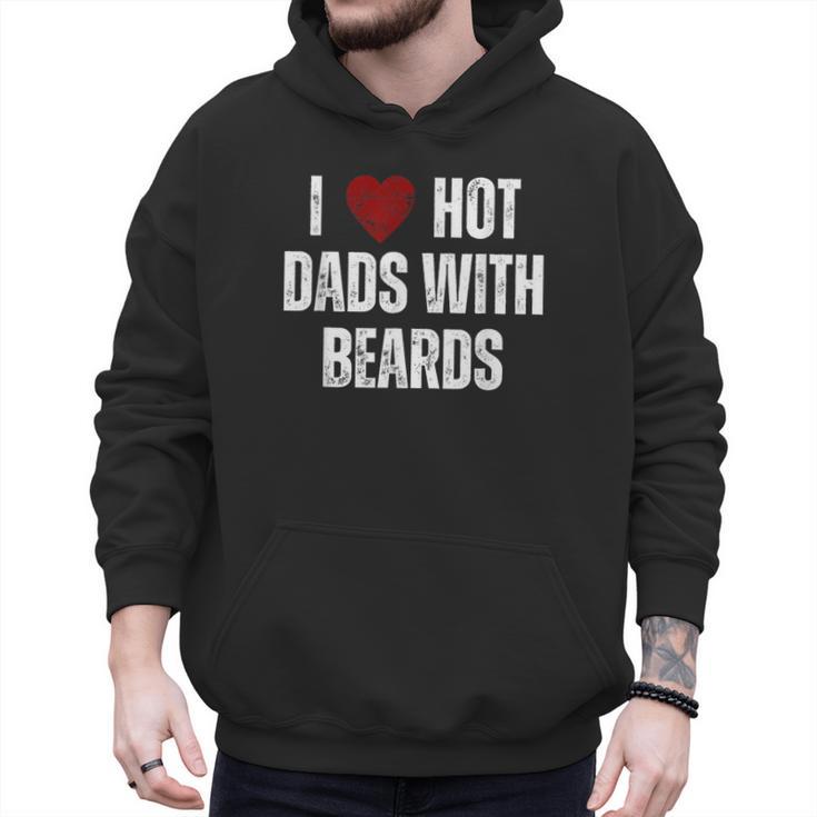 I Love Hot Baseball Dads With Beards Red Hearts Men Hoodie