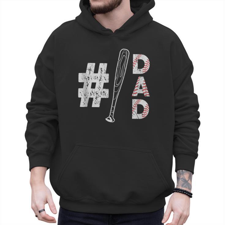 Number One Baseball Dad Fathers Day Baseball Player Dad Men Hoodie