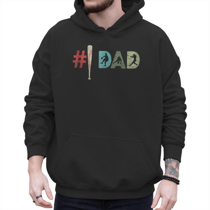 Number One Baseball Dad Father's Day Baseball Player Dad Men Hoodie