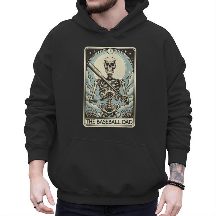 Retro Skeleton Baseball Dad Tarot Card Halloween Sport Lover Men Hoodie