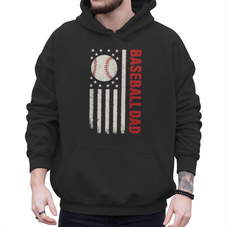Vintage Baseball DAD American Flag Fathers Day 4th Of July Men Hoodie