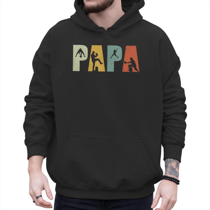 Vintage Baseball Dad Papa Fathers Day Men Hoodie