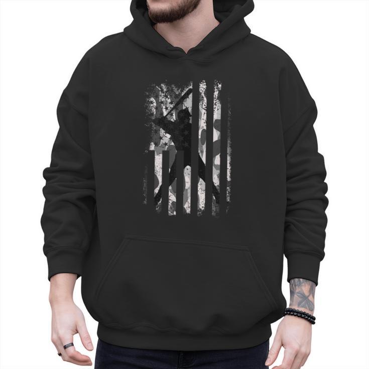 Vintage Baseball US Camouflage Flag Tee Baseball Dad Player Men Hoodie