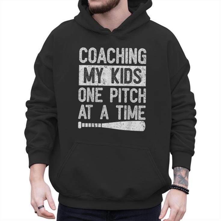 Vintage Coaching My Kids One Pitch At A Time Baseball Dad Men Hoodie