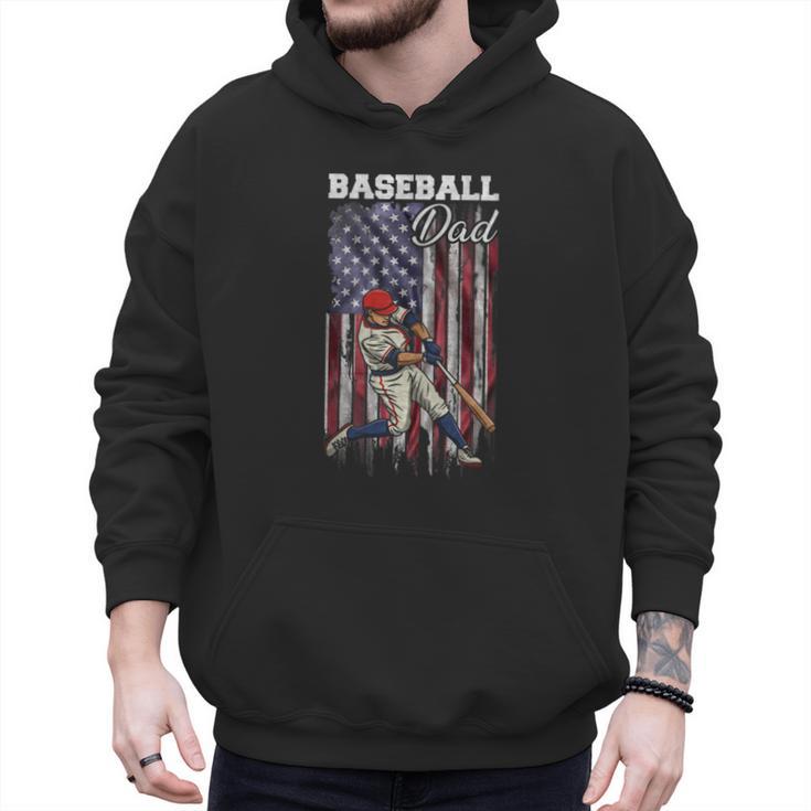 Vintage USA Flag Baseball Player Proud Baseball Dad Men Hoodie