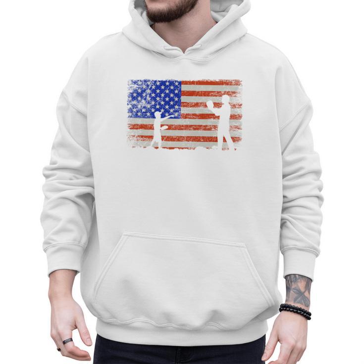Baseball Coach Baseball Dad American Flag Premium Men Hoodie