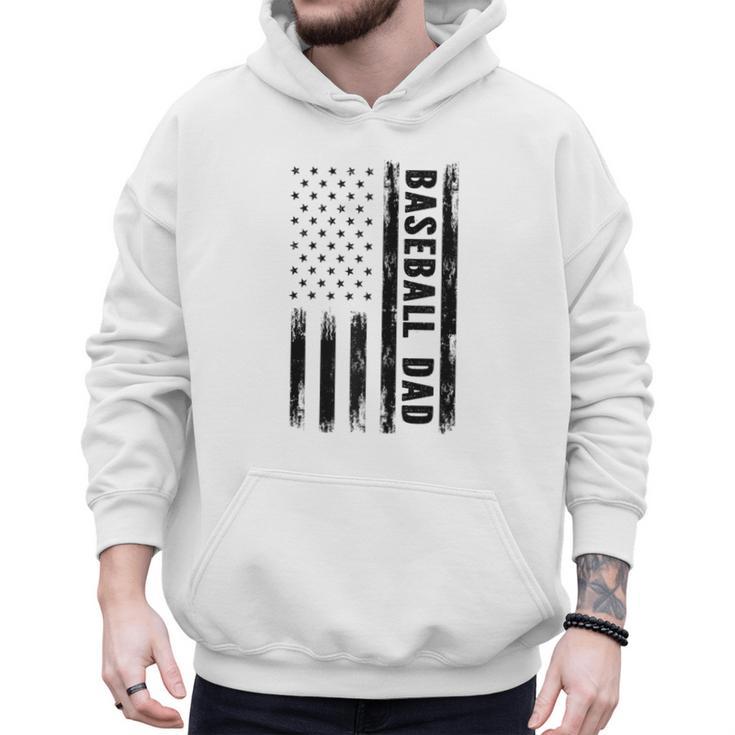 Baseball Dad American Flag Grunge Retro Vintage Father Raglan Baseball Tee Men Hoodie