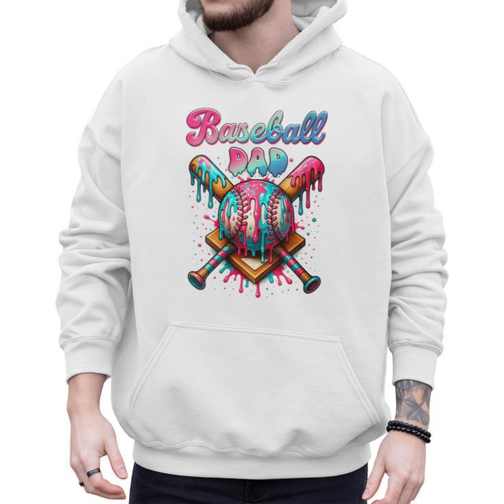 Baseball Dad Game Day Vibes Ice Cream Drip Baseball Daddy Men Hoodie