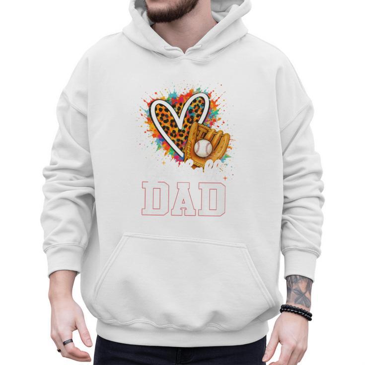 Baseball Dad Leopard Heart Colorful Premium Men Hoodie