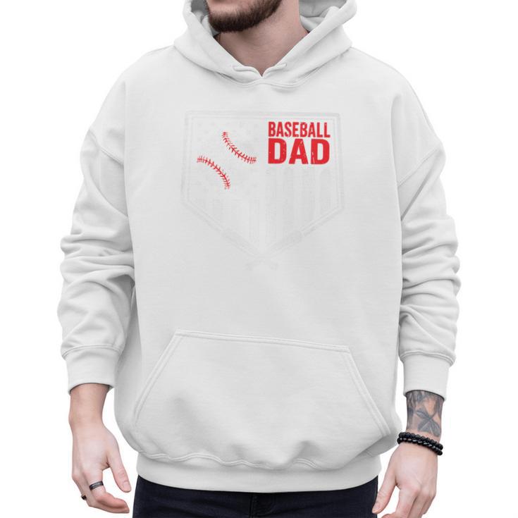 Baseball Dad Men USA American Flag Fathers Day 4th Of July Premium Men Hoodie