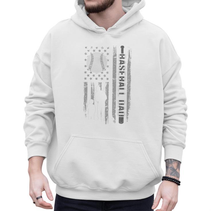 Baseball Dad Silhouette Bat Flag Stars Premium Men Hoodie