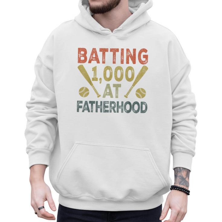 Baseball Dad Vintage Batting 1000 At Fatherhood Men Hoodie