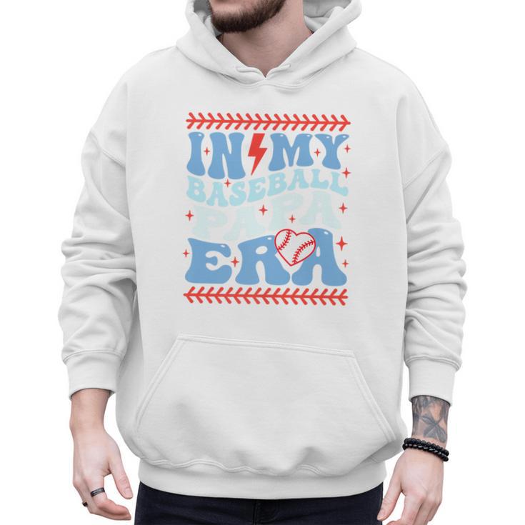 In My Baseball Papa Era Groovy Baseball Dad Family Matching Premium Men Hoodie