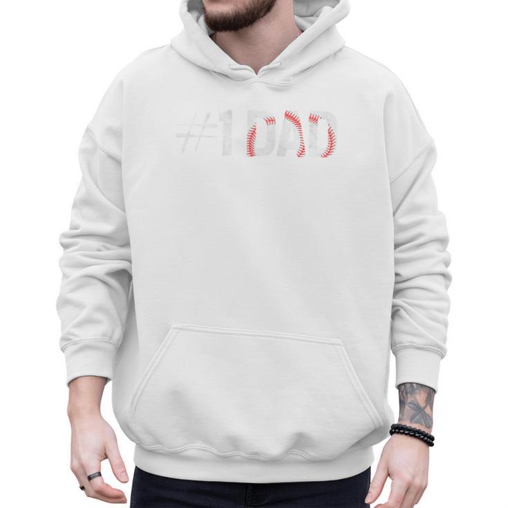 Baseball Player Number One Baseball Dad Father's Day Raglan Baseball Tee Men Hoodie