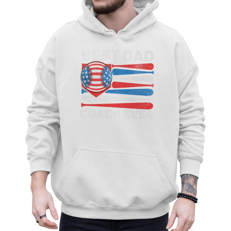 Best Dad Coach Ever Baseball Dad American Flag 4th Of July Premium Men Hoodie