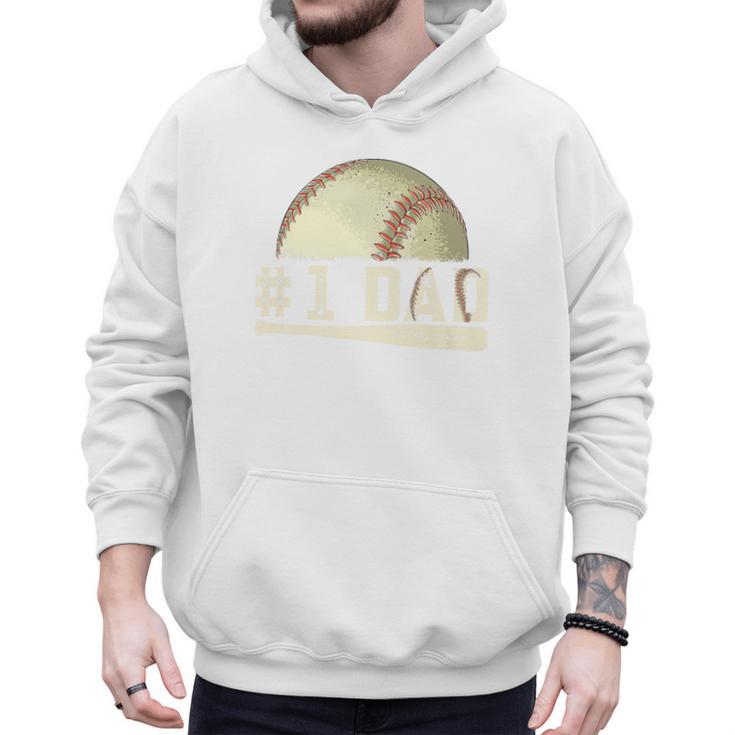 Number One Baseball Dad Fathers Day Baseball Player Dad Papa Premium Men Hoodie