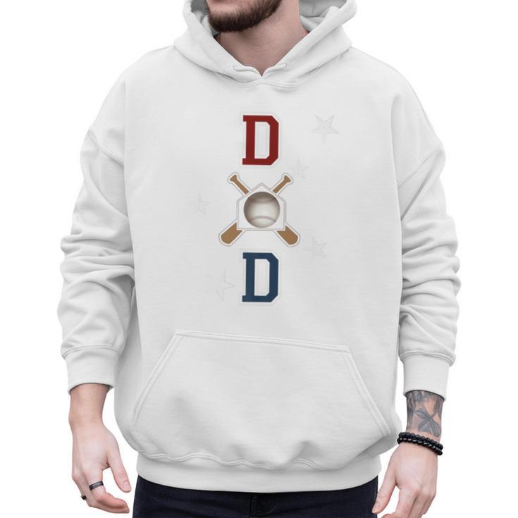 Patriotic Baseball Dad Father's Day Red Blue Star Premium Men Hoodie