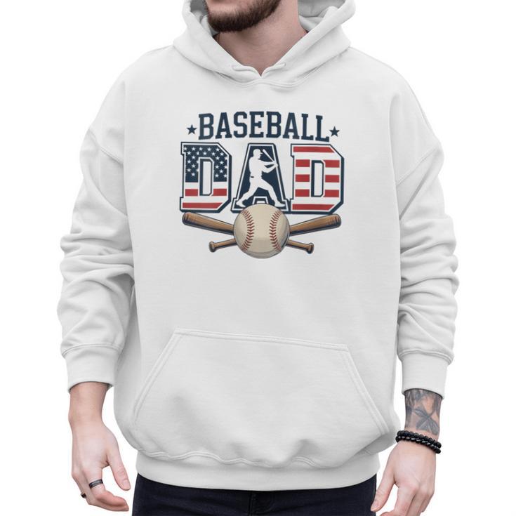 Patriotic Baseball Dad USA Flag American 4th Of July Men Hoodie