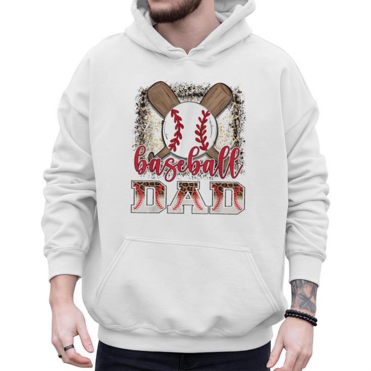 Retro Baseball Dad Leopard Proud Ball Dad Men Hoodie