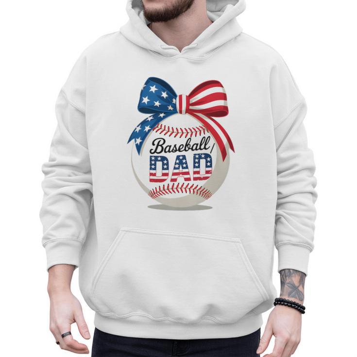 Vintage Baseball Dad Patriotic USA Flag 4th Of July Fathers Premium Men Hoodie