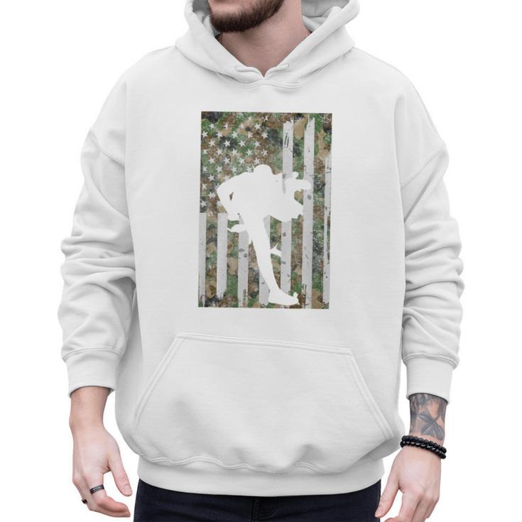 Vintage Baseball US Camouflage Flag Tee Baseball Dad Player Premium Tri-Blend Men Hoodie