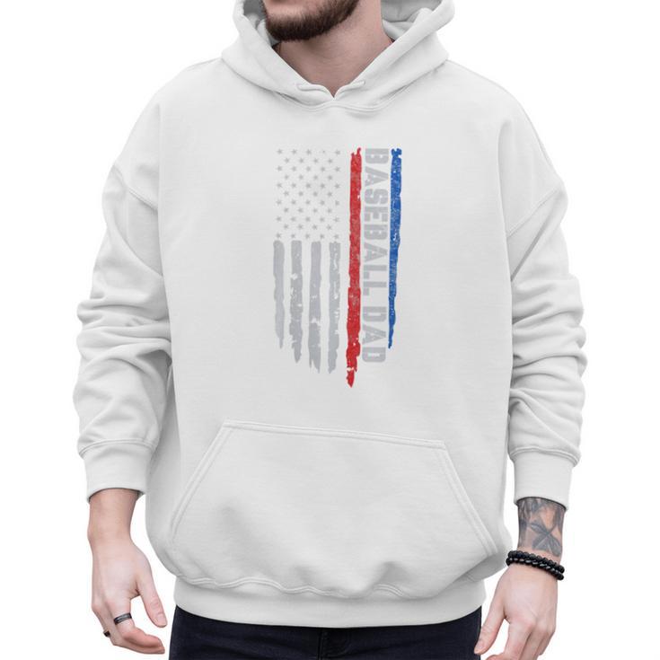 Vintage Baseball US Flag Tee Baseball Dad Player Coach Premium Tri-Blend Men Hoodie