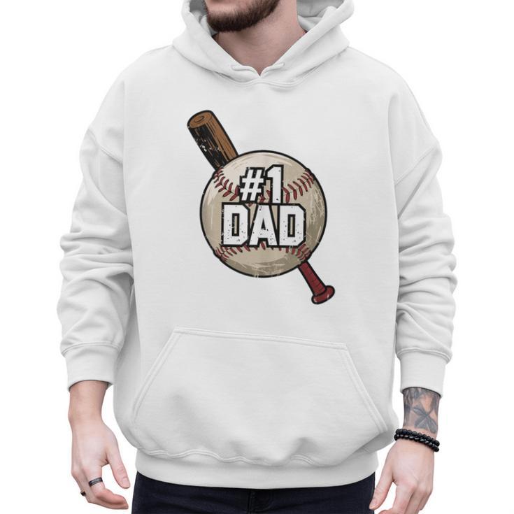 Vintage Father's Day 1 Baseball Dad Baseball Lovers Players Men Hoodie