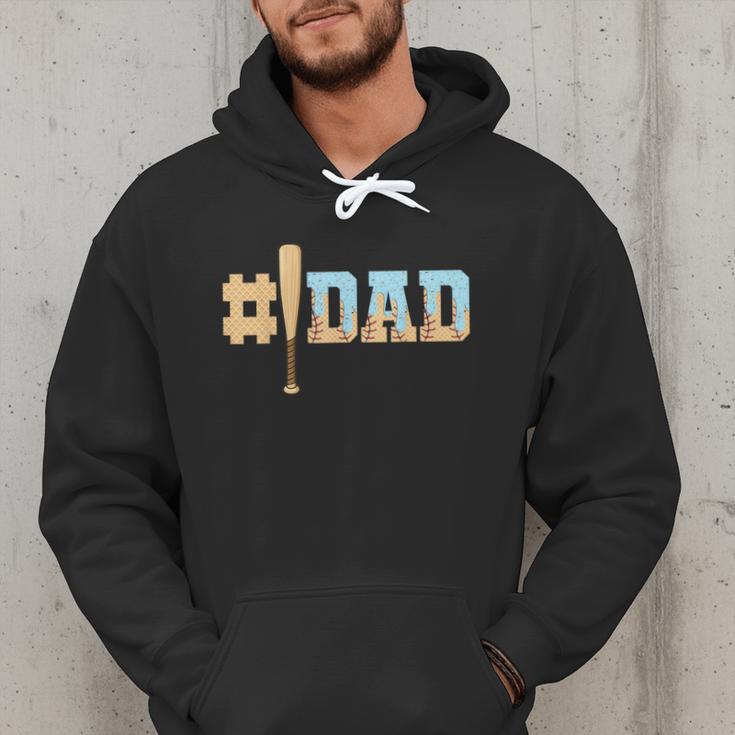 1 Dad Baseball Ice Cream Drip Fathers Day Baseball Daddy Men Hoodie