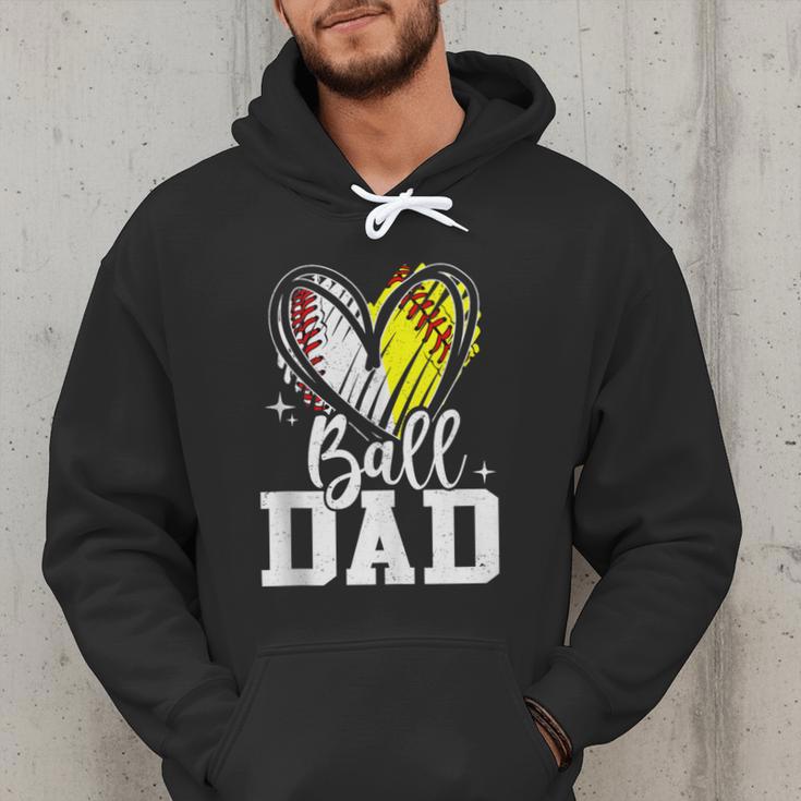 Ball Dad Softball Baseball Dad Daddy Men Hoodie