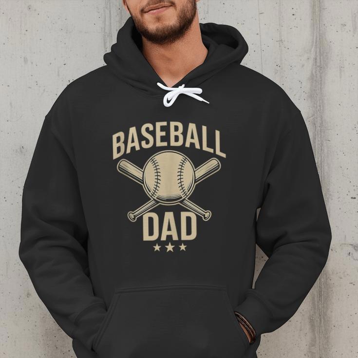 Baseball Dad Crossed Bats Cool Sports Fan Vintage Men Hoodie