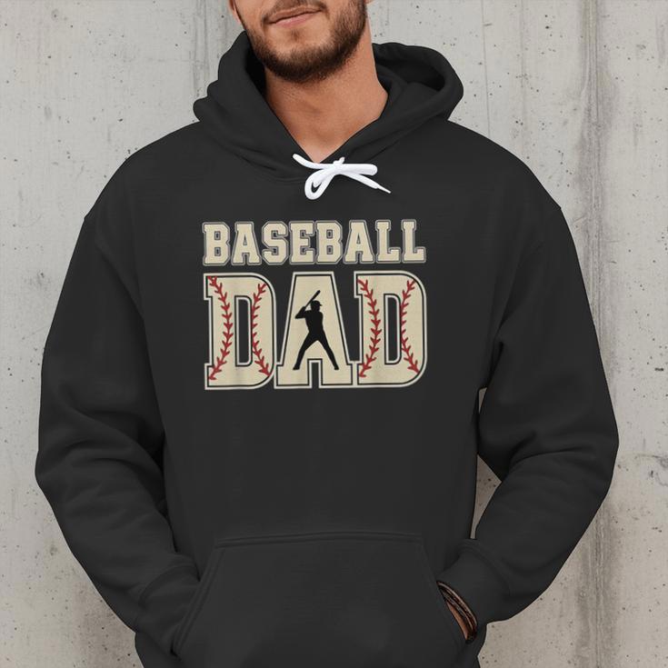 Baseball Dad Distressed Bold Stitch Graphic Sports Father Men Hoodie