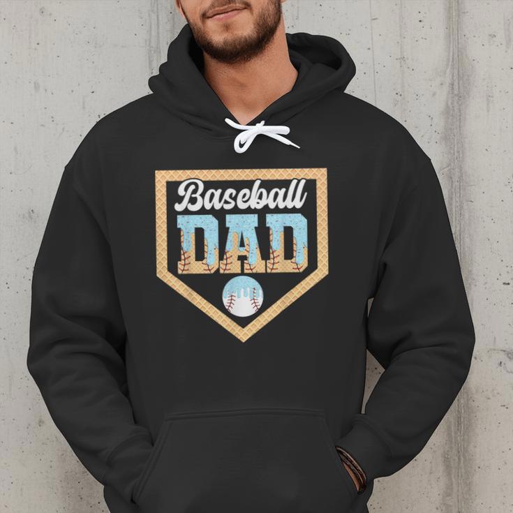 Baseball Dad Ice Cream Drip Home Plate Cool Fathers Day Men Hoodie Baseball Dad Ice Cream Drip Home Plate Cool Fathers Day Men Hoodie
