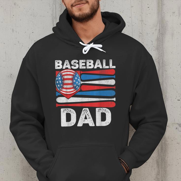 Baseball Dad For Men American Flag 4th Of July Fathers Day Men Hoodie Baseball Dad For Men American Flag 4th Of July Fathers Day Men Hoodie