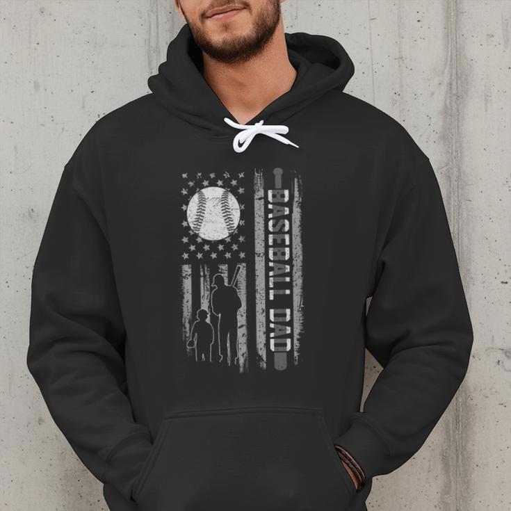 Baseball Dad Silhouette Bat Flag Stars Men Hoodie Baseball Dad Silhouette Bat Flag Stars Men Hoodie