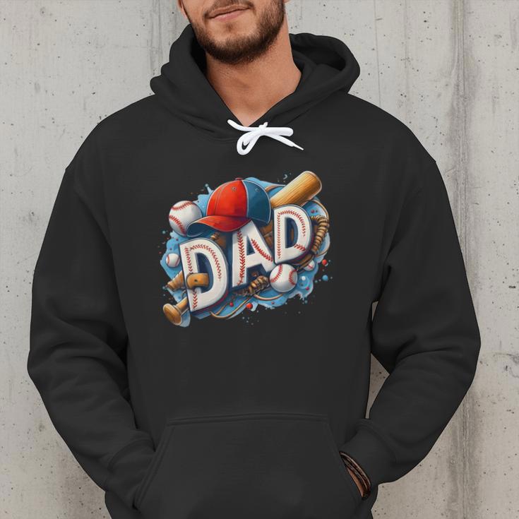 Baseball Dad Sports Fan Father Dada Men Baseball Fathers Day Men Hoodie