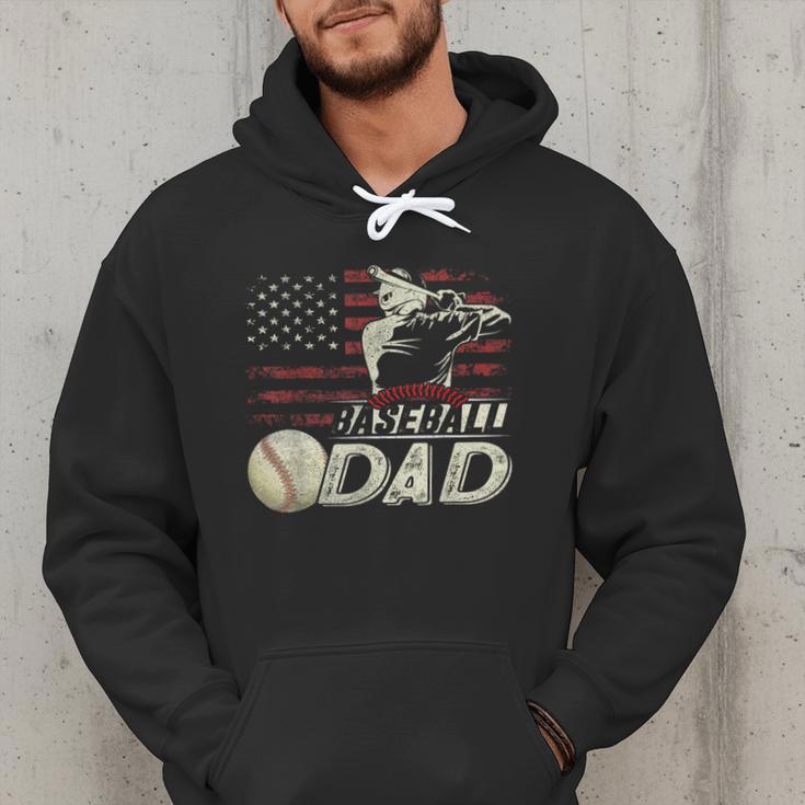 Baseball Dad US Flag For Dad Men Patriotic Fathers Day Men Hoodie Baseball Dad US Flag For Dad Men Patriotic Fathers Day Men Hoodie