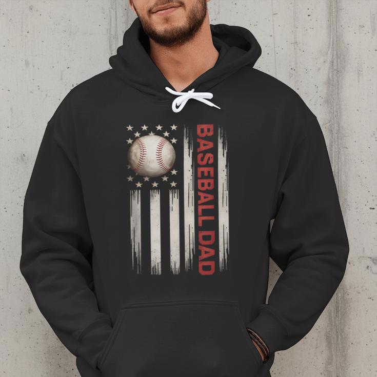 Baseball DAD USA American Flag Fathers Day 4th Of July Men Hoodie