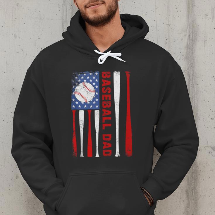 Baseball Dad USA American Flag Father's Day 4th Of July Men Hoodie